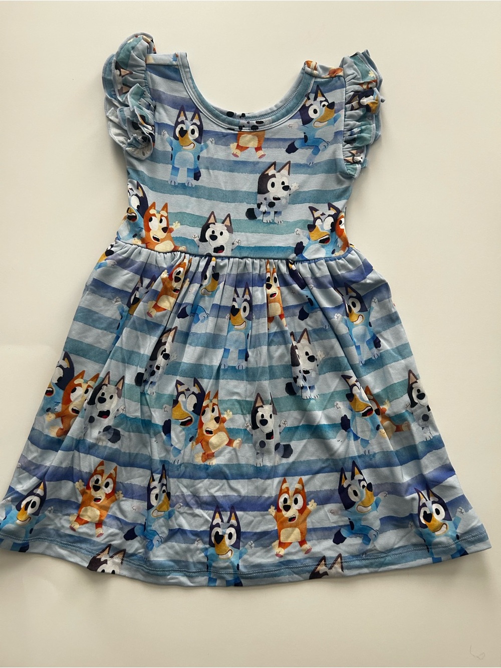 Little Sleepies Light Blue Striped Puppy Print Dress